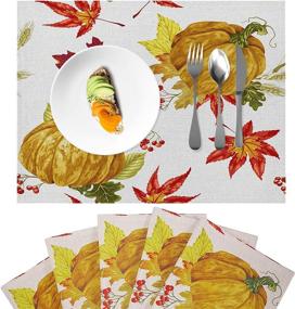 img 4 attached to Placemat Resistant Waterproof Thanksgiving Placemats