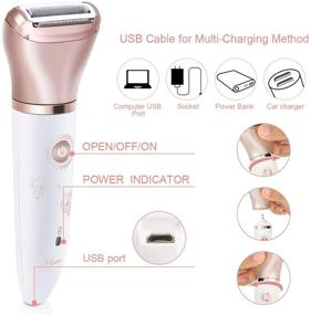 img 1 attached to Rose Gold 2 in 1 Wet & Dry Rechargeable Electric Razor for Women, Tencoz Hair Removal - Perfect for Legs, Underarms, Bikini with Pop-Up Trimmer and 2 Changeable Trimmer Heads