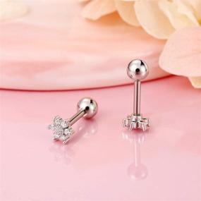 img 1 attached to 💎 Stunning CZ Cartilage Stud Earrings: 14K Gold Plated Piercing Jewelry with Trendy Cartilage Climber Design and Various Charming Styles for Women and Girls