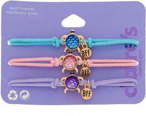 img 2 attached to 🐢 Claire's Pastel Turtle Stretch Best Friends Bracelets- Set of 3, Gold Tone with Pink/Blue/Purple Cord