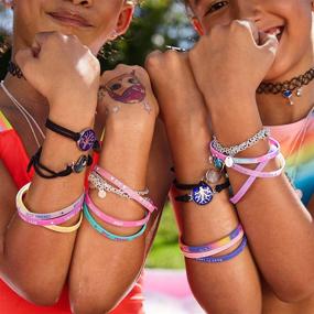 img 1 attached to 🐢 Claire's Pastel Turtle Stretch Best Friends Bracelets- Set of 3, Gold Tone with Pink/Blue/Purple Cord