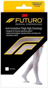 img 4 attached to 🧦 FUTURO Anti-Embolism Closed Toe Thigh Length Stockings, White - 1 pair