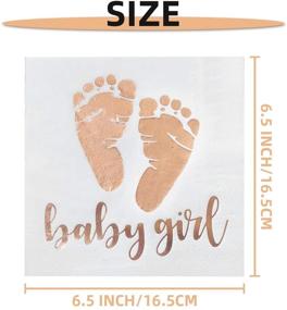 img 3 attached to 👶 Trgowaul 100 Pack Baby Girl Shower Napkins: Rose Gold Baby Girl Letters and Baby Footprint Pattern - Ideal Beverage Napkins for Girl Baby Shower Party