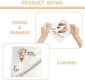 img 2 attached to 👶 Trgowaul 100 Pack Baby Girl Shower Napkins: Rose Gold Baby Girl Letters and Baby Footprint Pattern - Ideal Beverage Napkins for Girl Baby Shower Party