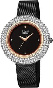 img 4 attached to Burgi BUR220BKR Swarovski Accented Stainless