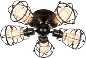 img 4 attached to 🔦 Rustic Metal Wire Cage Pendant Lighting Lamp Fixtures for Kitchen Hallway Bedroom Farmhouse Porch Living Room Dining Room Stairway Garage - Airposta Industrial 5-Lights Semi Flush Mount Ceiling Light