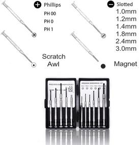 img 1 attached to 🔧 Компактный набор мини-отверток из 11 предметов: плоская и крестообразная отвертки для точных работ по ремонту ювелирных изделий, часов, iPhone, игрушек, компьютеров, очков.