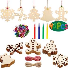 img 4 attached to VEYLIN Christmas Wooden Ornaments: DIY Hanging Wood Ornaments for Festive Home Decoration (40Pack)