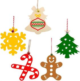 img 3 attached to VEYLIN Christmas Wooden Ornaments: DIY Hanging Wood Ornaments for Festive Home Decoration (40Pack)