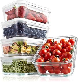 img 4 attached to 🍱 10-Piece Stackable Glass Meal Prep Containers Set with Locking Lids - BPA-Free Airtight Containers for Food Storage - NutriChef NCCLX5