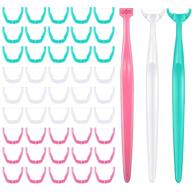 🦷 многоразовый держатель зубной нитки с 300 насадками, рукояткой в форме "y" для взрослых и детей, без аромата, цветные зубочистки - набор из 3 штук в 3 цвета. логотип