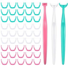 img 4 attached to 🦷 Reusable Dental Floss Holder with 300 Refill Heads, Y-Shaped Handle for Adults and Kids, Unflavored Floss, Colorful Picks Flosser - 3 Piece Set in 3 Colors