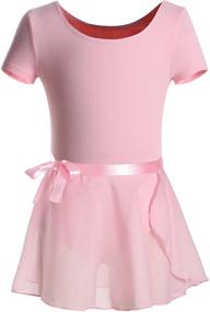 img 4 attached to 👗 DANSHOW Girls Short Sleeve Leotard with Skirt: Perfect Ballet Tutu Dress for Kids