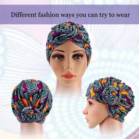 img 3 attached to 🌸 Stylish SATINIOR Women African Turban Flower Knot Pre-Tied Bonnet Beanie Cap Headwrap - Set of 6