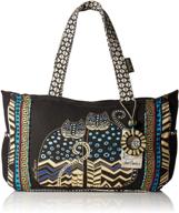 👜 stylish laurel burch medium tote with zipper top - discover spotted cats collection logo