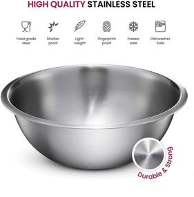 img 1 attached to Premium Stainless Steel Mixing Bowls Set - Easy to 🥣 Clean, Space-Saving Nesting Bowls for Cooking, Baking, Prepping - Set of 6