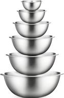 premium stainless steel mixing bowls set - easy to 🥣 clean, space-saving nesting bowls for cooking, baking, prepping - set of 6 logo