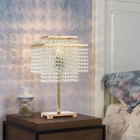 img 2 attached to 💎 Glam Up Your Space with Popity Home Gorgeous Gold Crystal Table Lamp: A Double-Deck Bedside Elegance for Bedroom, Living Room, and More!