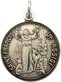 img 1 attached to 🐾 Sacred 7/8 Inch Sterling Silver Saint Francis of Assisi with Animals Medal by HMHReligiousMfg: A Reverential Piece