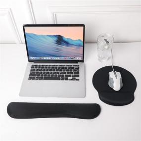 img 3 attached to 🖤 Black Keyboard and Wrist Rest Pink Mouse Pad with Ergonomic Memory Foam - Ideal for Computers, Laptops, Office, and Home - Comfortable Typing Pad with Wrist Pain Relief Cover - Non-Slip Rubber Base