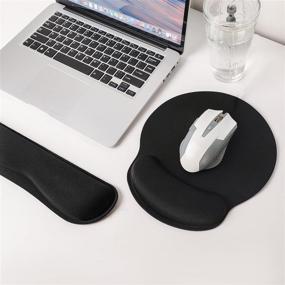 img 2 attached to 🖤 Black Keyboard and Wrist Rest Pink Mouse Pad with Ergonomic Memory Foam - Ideal for Computers, Laptops, Office, and Home - Comfortable Typing Pad with Wrist Pain Relief Cover - Non-Slip Rubber Base