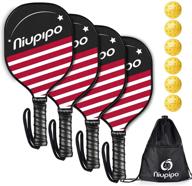 niupipo pickleball paddles set - 4 paddles with 6 balls, 1 carry bag - 7-ply basswood wood pickleball paddles - safe edge guard, cushioned grip - wooden pickleball paddle 4 pack for beginners логотип