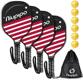 img 4 attached to niupipo Pickleball Paddles Set - 4 Paddles with 6 Balls, 1 Carry Bag - 7-ply Basswood Wood Pickleball Paddles - Safe Edge Guard, Cushioned Grip - Wooden Pickleball Paddle 4 Pack for Beginners