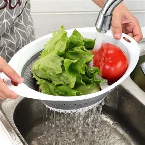 img 2 attached to Gemjia Colander Set - 2 Collapsible Colanders, 3 Quart and 5 Quart, with Folding Silicone Strainers - Safe and BPA Free for Pasta, Veggies, and Fruits (Grey)