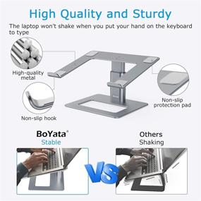 img 2 attached to 👨 Ergonomic Aluminum Laptop Stand, BoYata Height Adjustable Computer Holder for Desk - Compatible with MacBook Pro/Air, Dell, Lenovo, HP, Samsung, and More Laptops 11-17