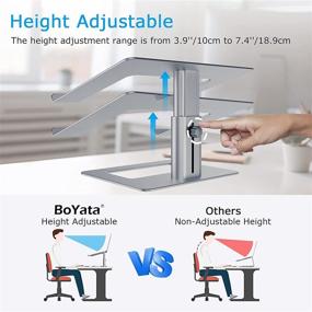 img 3 attached to 👨 Ergonomic Aluminum Laptop Stand, BoYata Height Adjustable Computer Holder for Desk - Compatible with MacBook Pro/Air, Dell, Lenovo, HP, Samsung, and More Laptops 11-17