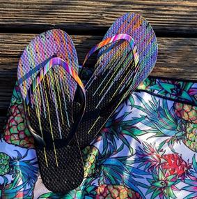 img 2 attached to 👣 Stay Stylish and Hygienic with Showaflops Womens' Antimicrobial Sandals - Pretty in Print Collection