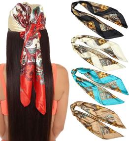 img 4 attached to Women's Accessories and Scarves & Wraps: Trendy Head Scarf Bandanas in Inches