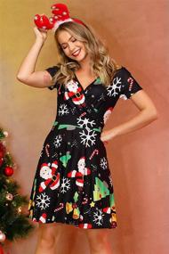 img 1 attached to 🎄 G and PL Women's Christmas Short Sleeves V Neck Wrap Dress: Festive Elegance for the Holiday Season