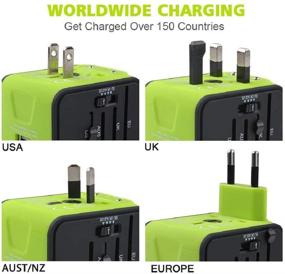 img 3 attached to 🌍 Universal Travel Adapter with Dual USB Ports for 150+ Countries - All in One Plug Adapter for Global Travel (Green)