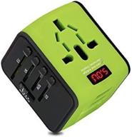 🌍 universal travel adapter with dual usb ports for 150+ countries - all in one plug adapter for global travel (green) logo