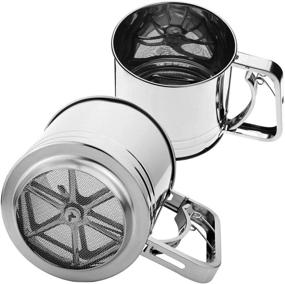 img 3 attached to 3-Cup Stainless Steel Double Layers Hand-held Flour Sifter 🥄 with Handle - Ideal Baking Strainer & Sifter for Cooking