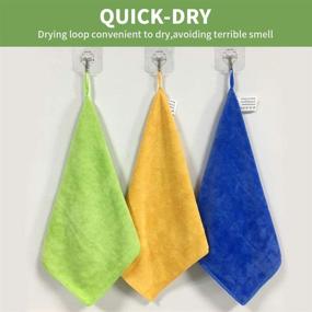 img 3 attached to 🧽 Premium Microfiber Cleaning Cloths 400 GSM - Thick, Lint-Free, 12"x12" - 6 Pack in Green, Blue, and Orange - Reusable Kitchen Towels, Dust Cloth Rags for Windows, Cars, Houses, Boats, and Furniture