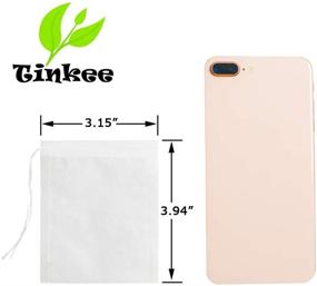 img 3 attached to 🍵 Пакеты-фильтры для чая Tinkee - безопасные и натуральные одноразовые заварные средства для листового чая - набор из 100 штук (3,15 х 3,94 дюйма) - белые