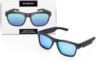 🎧 inventiv wireless bluetooth audio sunglasses with open ear headphones: music, calls, and polarized lenses for men & women (black frame / blue tint) logo