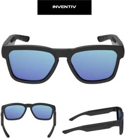 img 2 attached to 🎧 Inventiv Wireless Bluetooth Audio Sunglasses with Open Ear Headphones: Music, Calls, and Polarized Lenses for Men & Women (Black Frame / Blue Tint)