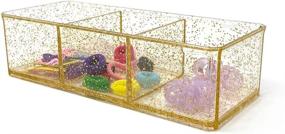 img 2 attached to 🗃️ Isaac Jacobs Clear Acrylic 3 Section Organizer: Gold Glitter Storage Solution for Office, Bathroom, Kitchen, Supplies, and More