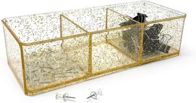 img 1 attached to 🗃️ Isaac Jacobs Clear Acrylic 3 Section Organizer: Gold Glitter Storage Solution for Office, Bathroom, Kitchen, Supplies, and More