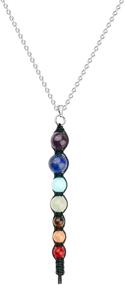 img 4 attached to 🌈 7 Chakra Rainbow Macramed Cord Pendant Necklace: Perfect Yoga Accessory