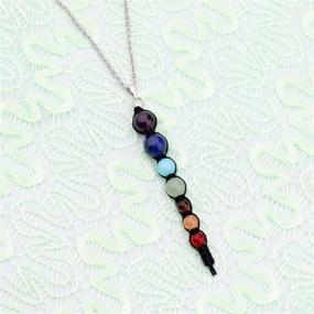 img 1 attached to 🌈 7 Chakra Rainbow Macramed Cord Pendant Necklace: Perfect Yoga Accessory