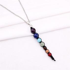 img 3 attached to 🌈 7 Chakra Rainbow Macramed Cord Pendant Necklace: Perfect Yoga Accessory