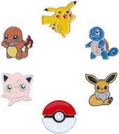 🔥 6-pack pikachu, charmander, bulbasaur, squirtle enamel lapel pins for fans - collectible pins for backpacks and gifts, pocket monster logo