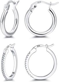 img 3 attached to Sterling Silver Zirconia-Plated 💎 Earrings: Stylish Jewelry for Girls