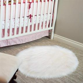 img 4 attached to 🛋️ Cozy and Stylish Round Fluffy Rug - Faux Fur Shaggy Carpet for Living Bedroom Sofa Supplies | 20 x 20 Inch