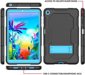 img 2 attached to 📱 JSUSOU Heavy Duty Shockproof Rugged Armor Silicone Case Cover for LG G Pad 5 10.1 inch FHD Tablet 2019 - Kid-Friendly Design with Built-in Kickstand - Black/Blue