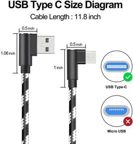 img 1 attached to 🔌 CIKOO 90-градусный кабель USB C, 2 штуки 1 фут оплетенный нейлоном кабель для быстрой зарядки с углом поворота для автомобиля Oculus Quest iPad Pro Air Mini Galaxy Note S10 S20 S21 LG Zenfone Oneplus Google Pixel ZTE MOTO